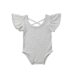 Newborn Infant Baby Girl Pure Color Ruffles Romper Back Cross Jumpsuit Cotton Sunsuit Summer Clothes Outfits