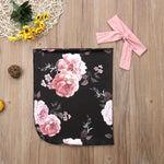 2018 Brand New Newborn Infant Baby Girls Cotton Floral Print Blanket Swaddle Muslin Wrap Swaddling Sleeping Bag+Headwear 2PCS