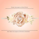 Boutique Artificial Flower Head Bands Beauty Pearl Floral Nylon Hairband For Newborn Kids Safe Headwear Gift Hair Accessories