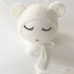Newborn Mohair Ear Bear Hat Bonnet Baby Infant  Photography Props Cap Gorro Bebe Handmade Knitted Hats Photo Accessories