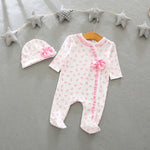 Spring Autumn Cute Ruffle Flower Full Sleeves Girls Rompers + Cap Princess Overalls Baby Jumpsuit Infant Outfit Kids Child Cloth
