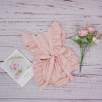 New Baby Clothes Summer Bubble Bow Tie Ruffle Linen Romper Jumpsuit For Boys Girls Newborn Toddler Kids Boutique Infantil Roupa
