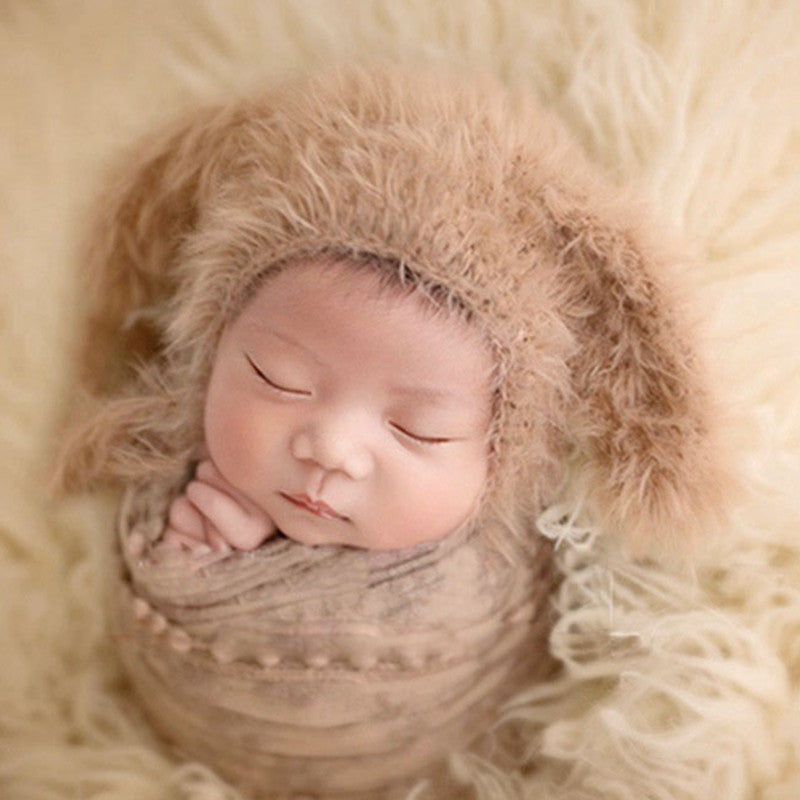 Ylsteed Newborn Photography Props Infant Shooting Outfits Soft Faux Fur Baby Rabbit Ears Hat Crochet Newborn Boy Girl Caps