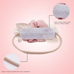 Boutique Artificial Flower Head Bands Beauty Pearl Floral Nylon Hairband For Newborn Kids Safe Headwear Gift Hair Accessories