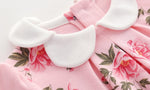 Floral Printing Newborn Baby Girl Clothes Peter Pan Collar Jumpsuits & Hats Clothing Sets 2019 Princess Girls Footies Body suits