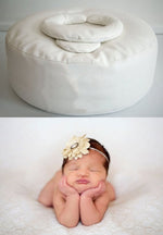 Newborn BeanBag Ottoman Round Pillow 33x10inch White Newborn Photography Posing Pillow Infant Bean Bag Positioner poser