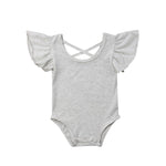 Newborn Infant Baby Girl Pure Color Ruffles Romper Back Cross Jumpsuit Cotton Sunsuit Summer Clothes Outfits
