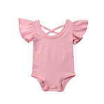 Newborn Infant Baby Girl Pure Color Ruffles Romper Back Cross Jumpsuit Cotton Sunsuit Summer Clothes Outfits