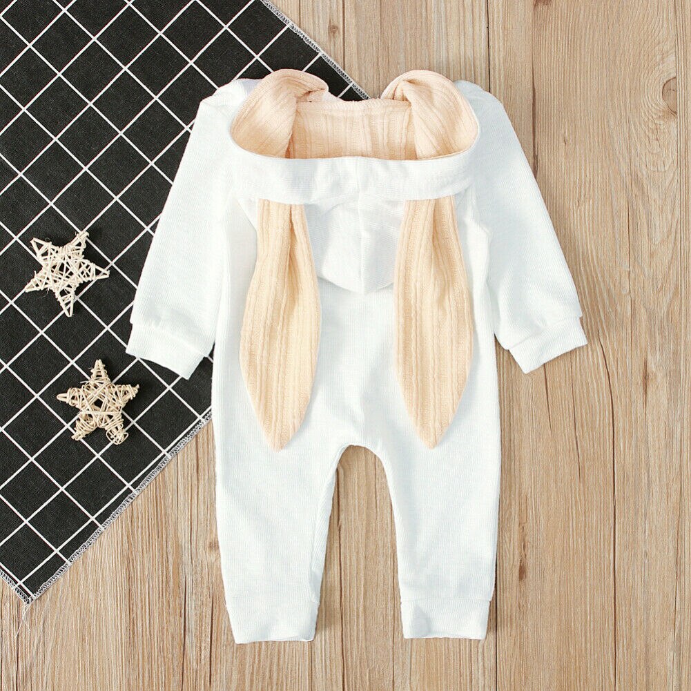 0-24M Newborn Baby Boy Girl Bunny Rompers Long Ear Hooded Jumpsuit Rabbit Playsuit Autumn Winter Baby Boy Girl Clothes Costumes