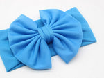 Newborn Infant Baby Girl Bow-not Headband Toddler Cotton Solid 6 Styles Cute Hair Band Accessories Headwear Head Wrap Pudcoco (Lake blue)