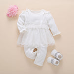 new born baby clothes long sleeved princess baby girl romper autumn spring lace children jumpsuit+headband+socks toddler set 3m