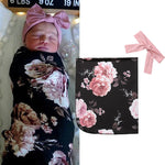 2018 Brand New Newborn Infant Baby Girls Cotton Floral Print Blanket Swaddle Muslin Wrap Swaddling Sleeping Bag+Headwear 2PCS