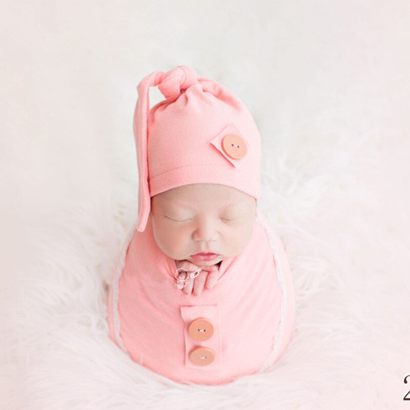Ylsteed 7pcs Set Newborn Photography Accessories Baby Photo Props Newborn Stretch Wrap Top Knot Hat with Posing Pillow Pic Idea