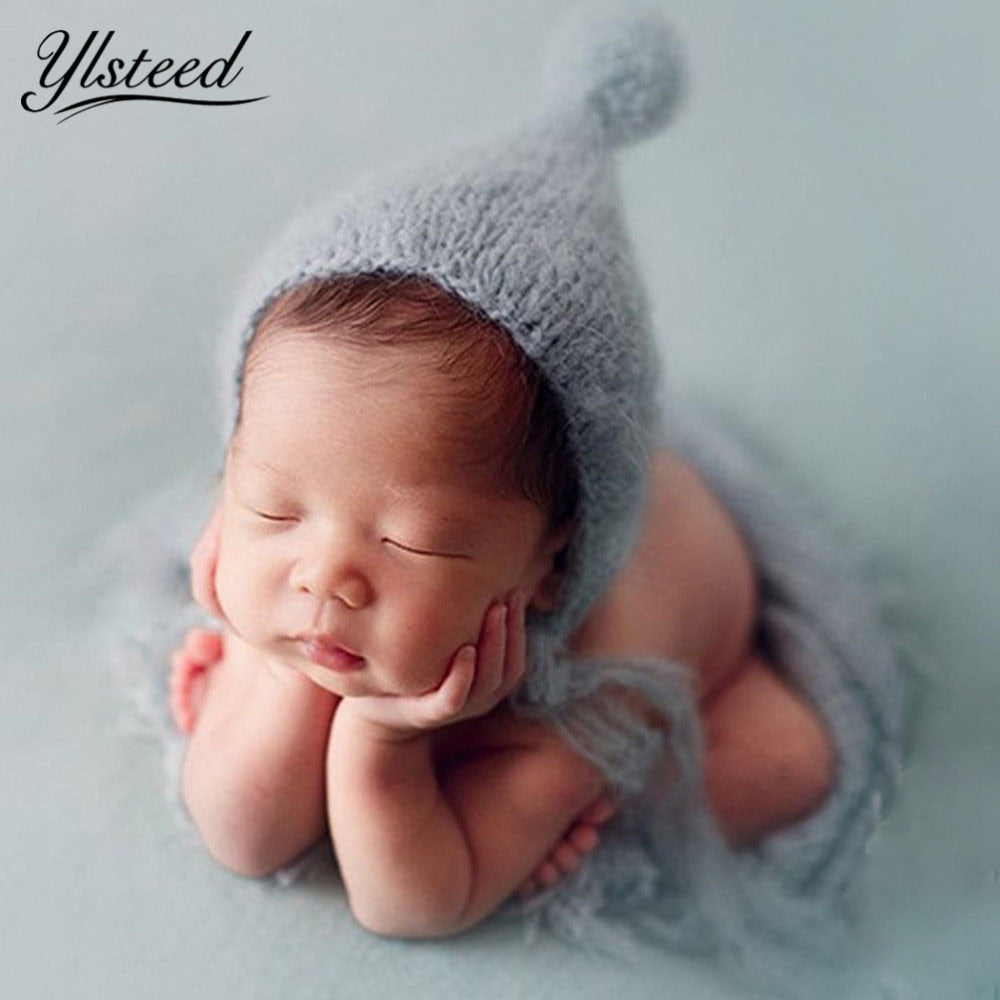 Ylsteed Crochet Newborn Hat Baby Photograohy Props Newborn Pom Pom Hat Infant Photography Accessories Knitted Baby Beanie