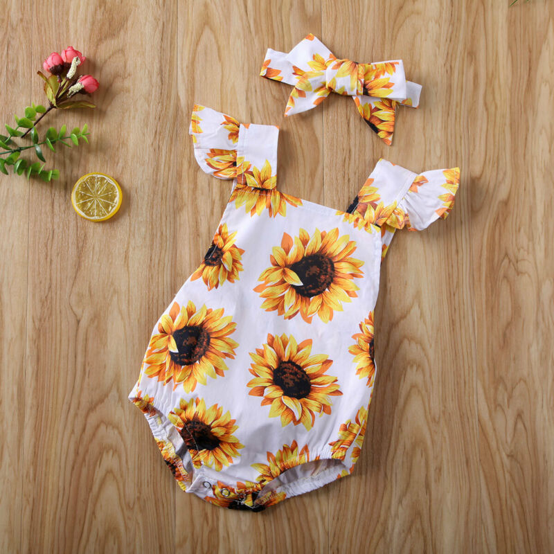 0-24M Flower Newborn Infant Baby Girl Rompers Ruffles Sunsuit Jumpsuit Summer Baby Girls Costumes