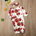 Infant Baby Girls Boys Sleeping Bag Newborn Blanket Swaddle Wrap Gown Floral Headband 2pcs Outfits 0-9M