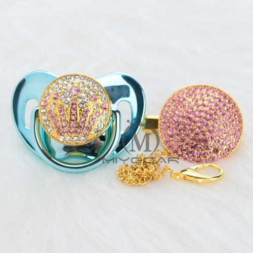 MIYOCAR bling luxurious bling pink crown rhinestone Baby Pacifier/ Nipples /Dummy /cocka /chupeta baby gift babyshower APCG-P