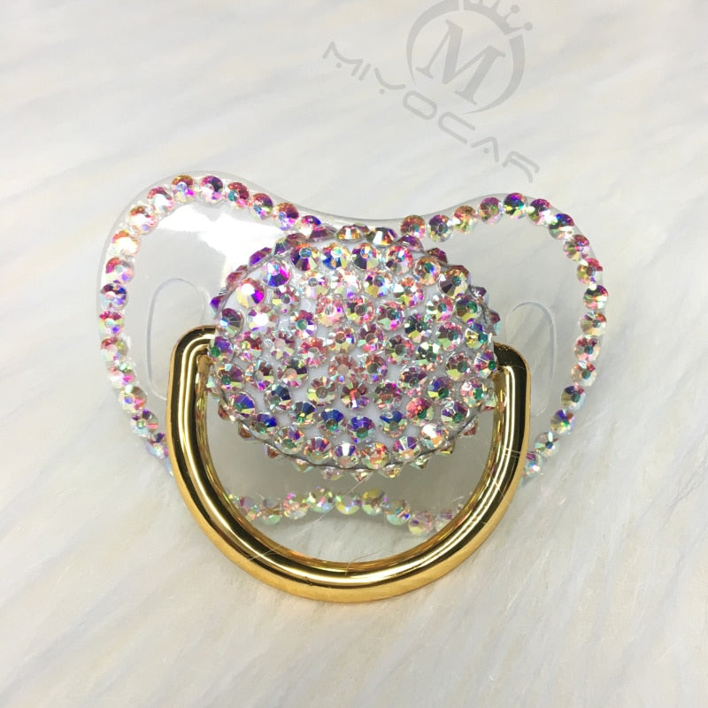 MIYOCAR handmade bling colorful rhinestone pacifier queen and King style pacifier dummy ideal gift  baby showe PBC