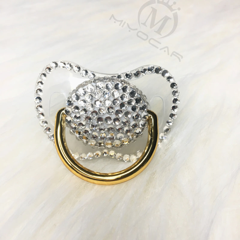 MIYOCAR handmade bling colorful rhinestone pacifier queen and King style pacifier dummy ideal gift  baby showe PBC