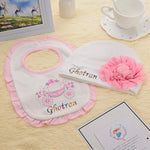 MIYOCAR Any name can make sweet baby bib and hat set unique gift for baby
