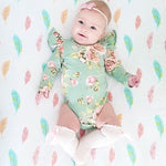 Flutter Sleeve Floral Long Sleeve Onesie